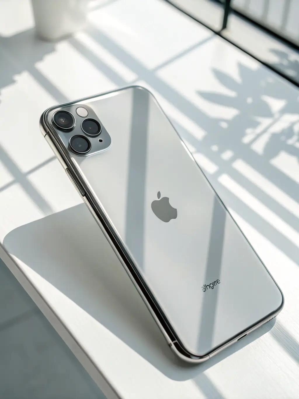 A close-up shot of a refurbished iPhone 12, highlighting its flawless screen and casing, set against a clean, modern background to emphasize its like-new condition.